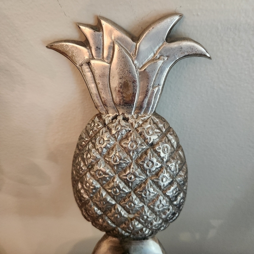 🍍Vintage Heavy Metal Pineapple‎ 🕯 Candle Sconce Pewter - Picture 10 of 11